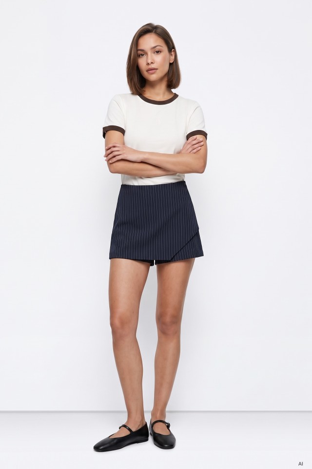 Minimalist Blue Striped Shorts