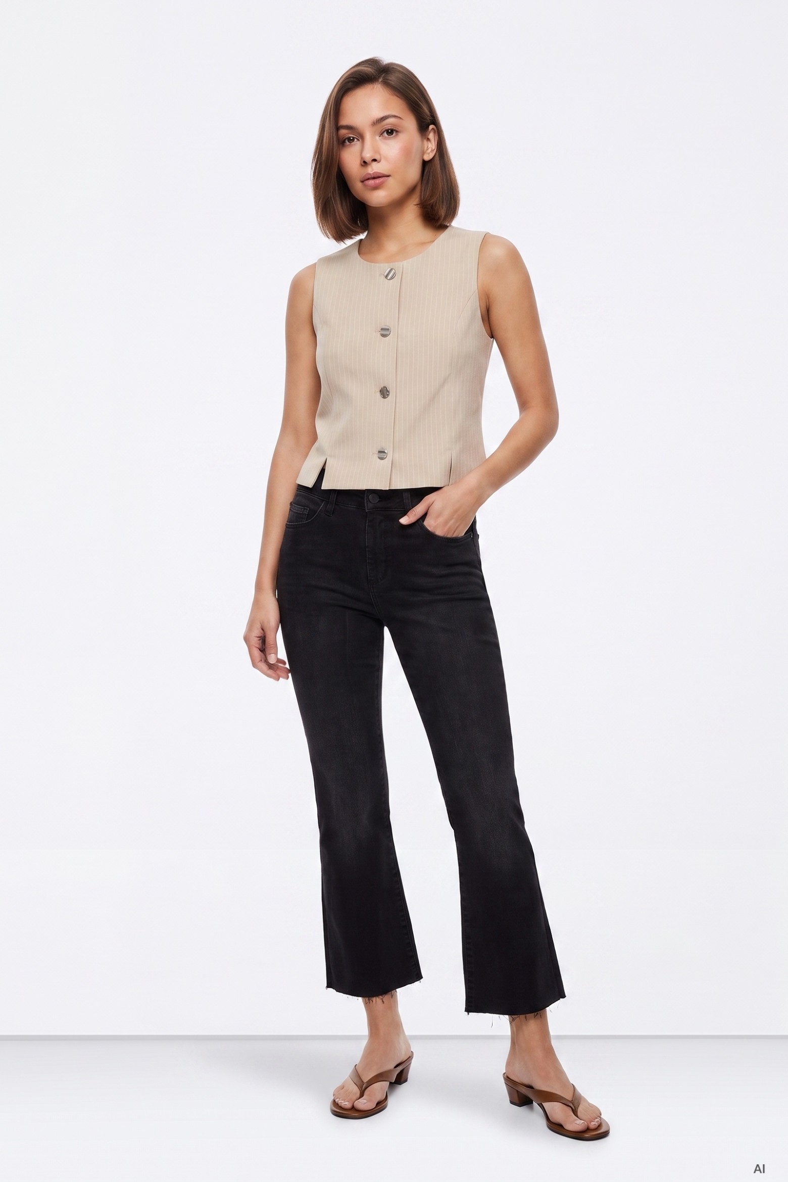 Push-Up Cropped Flare Jeans