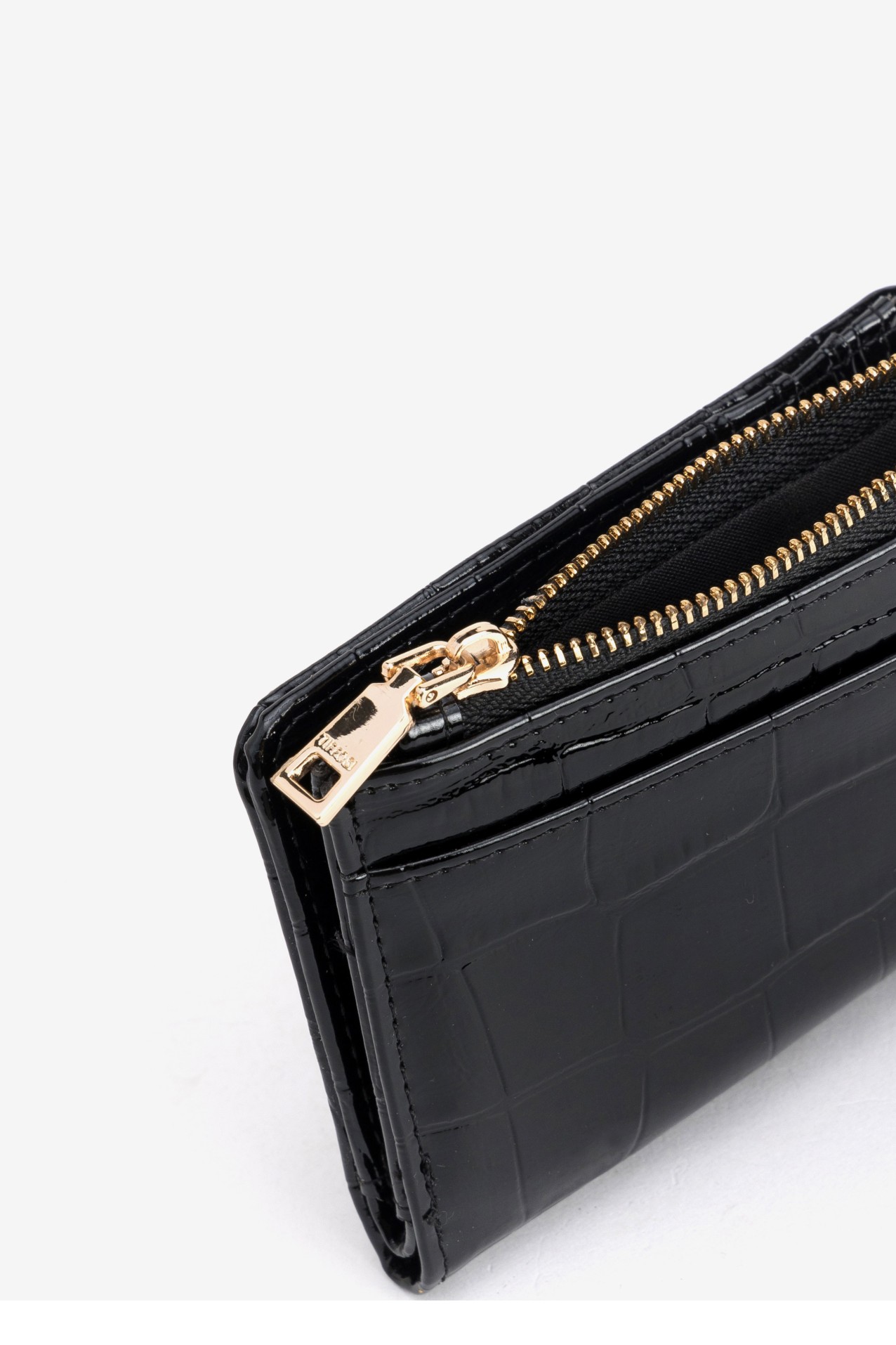 Black Croc-Effect Coin Purse