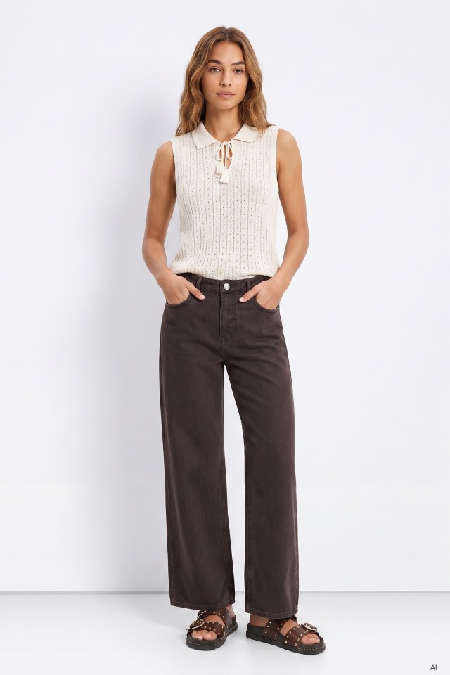 Dark Brown Wide Jeans