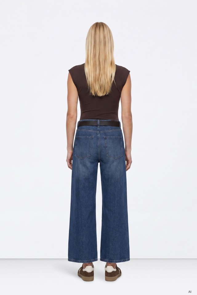 Wide Leg Dark Blue Jeans Wide Leg Dark Blue Jeans