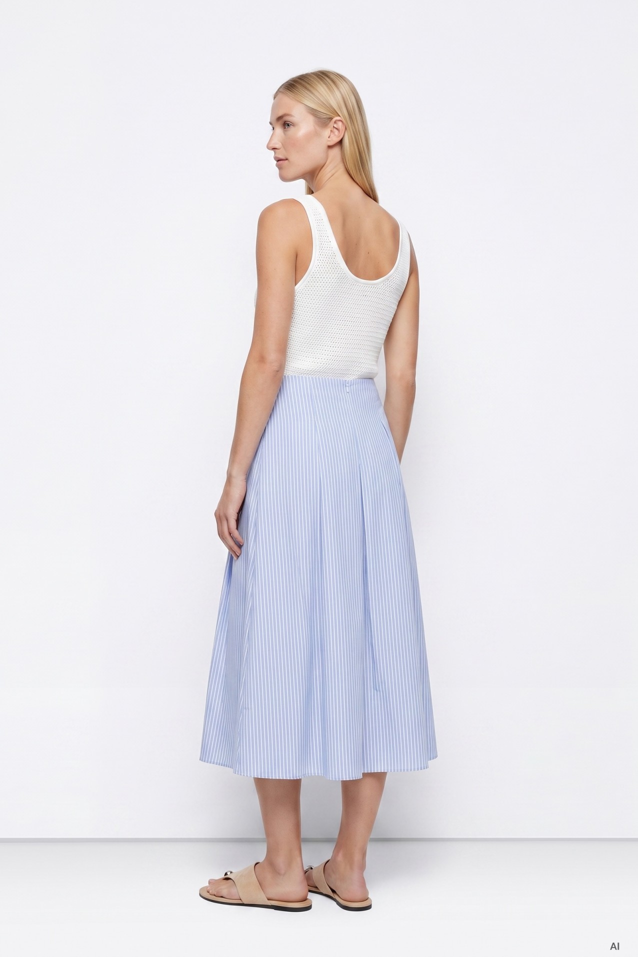 Light Blue Midi Skirt