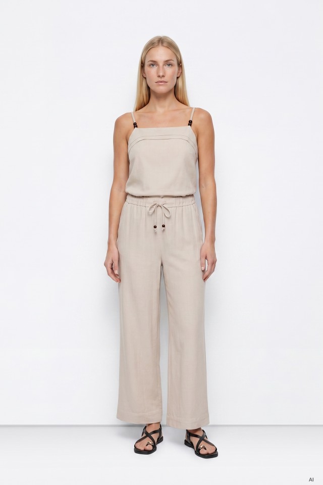 Pantal�n beige corte ancho