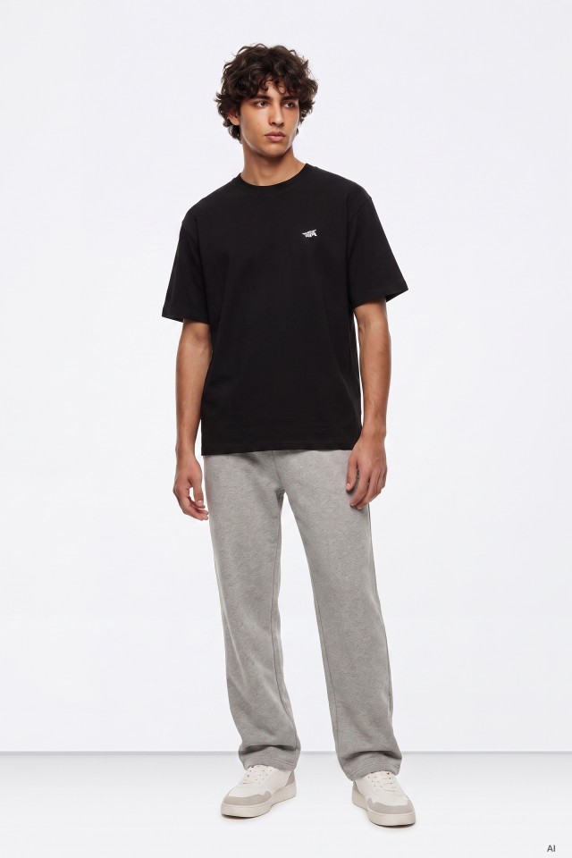 Grey Baggy Fit Trousers