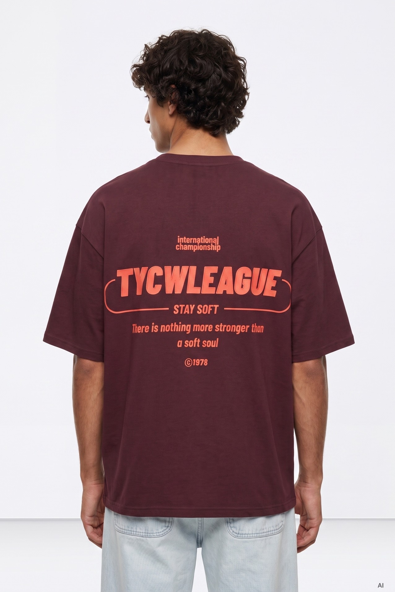 Oversize Burgundy T-shirt Print