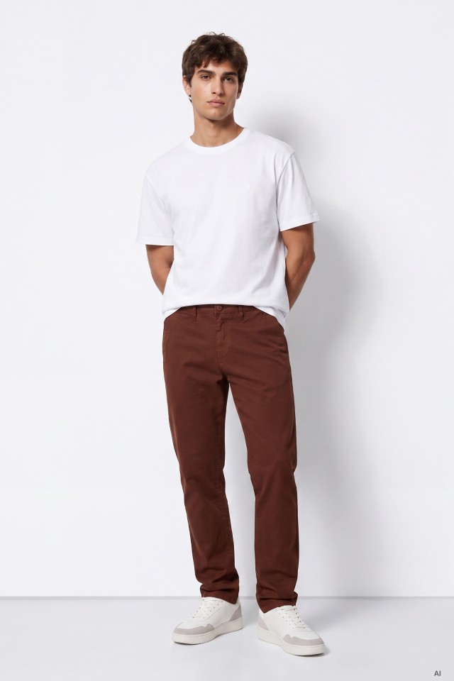 Slim-Fit Brown Trousers