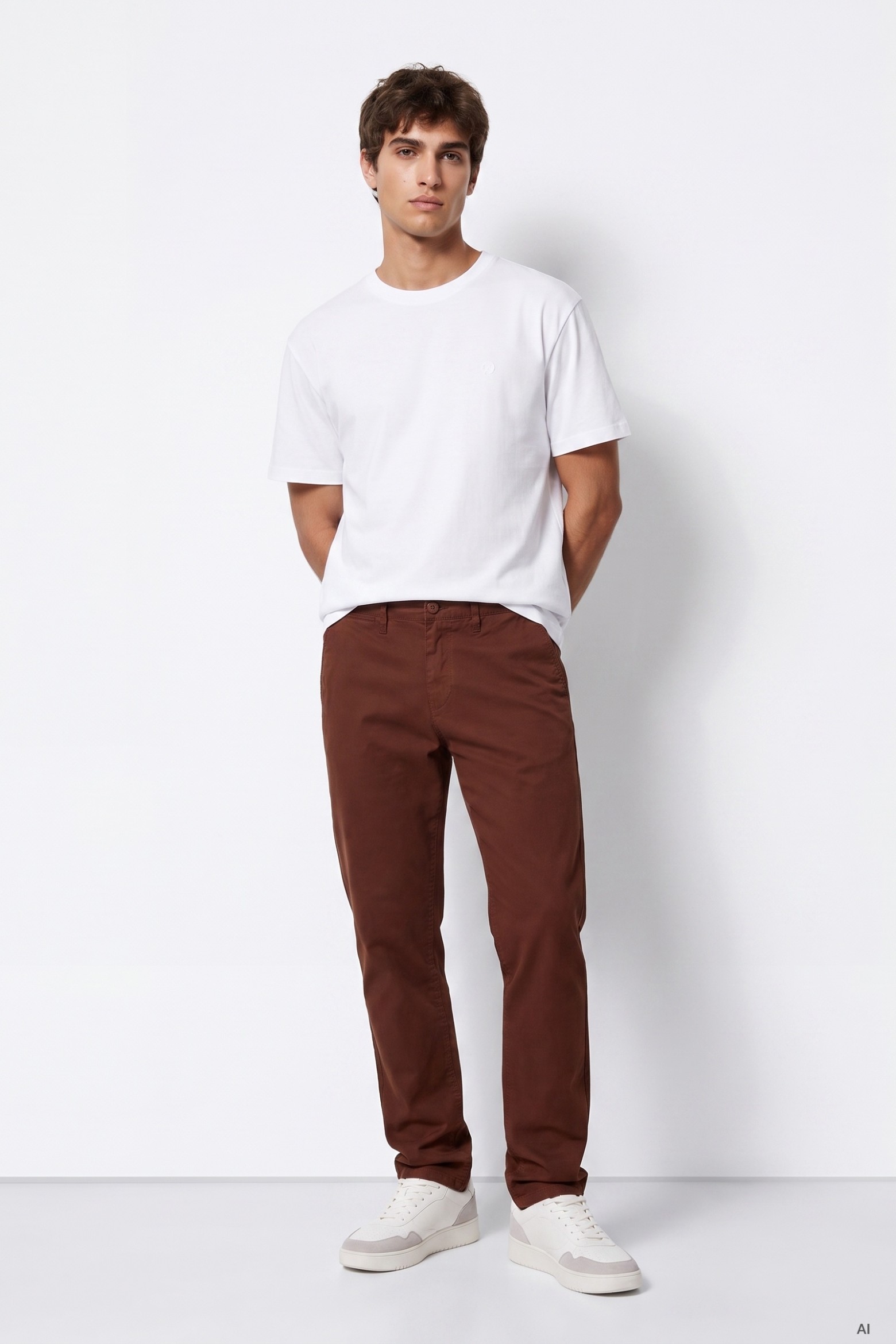 Calças Slim Fit Castanhas