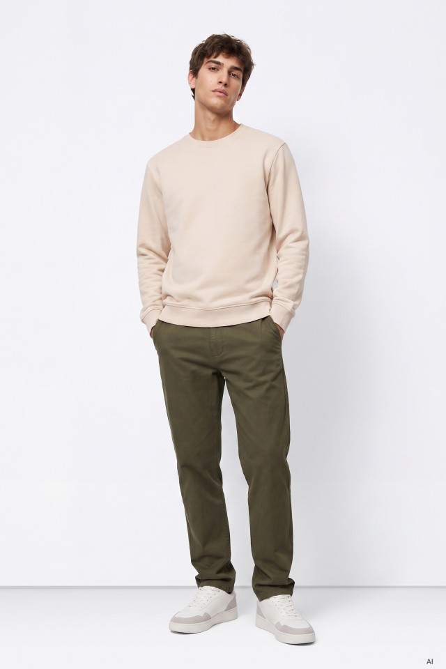 Olive Relaxed-Fit Trousers