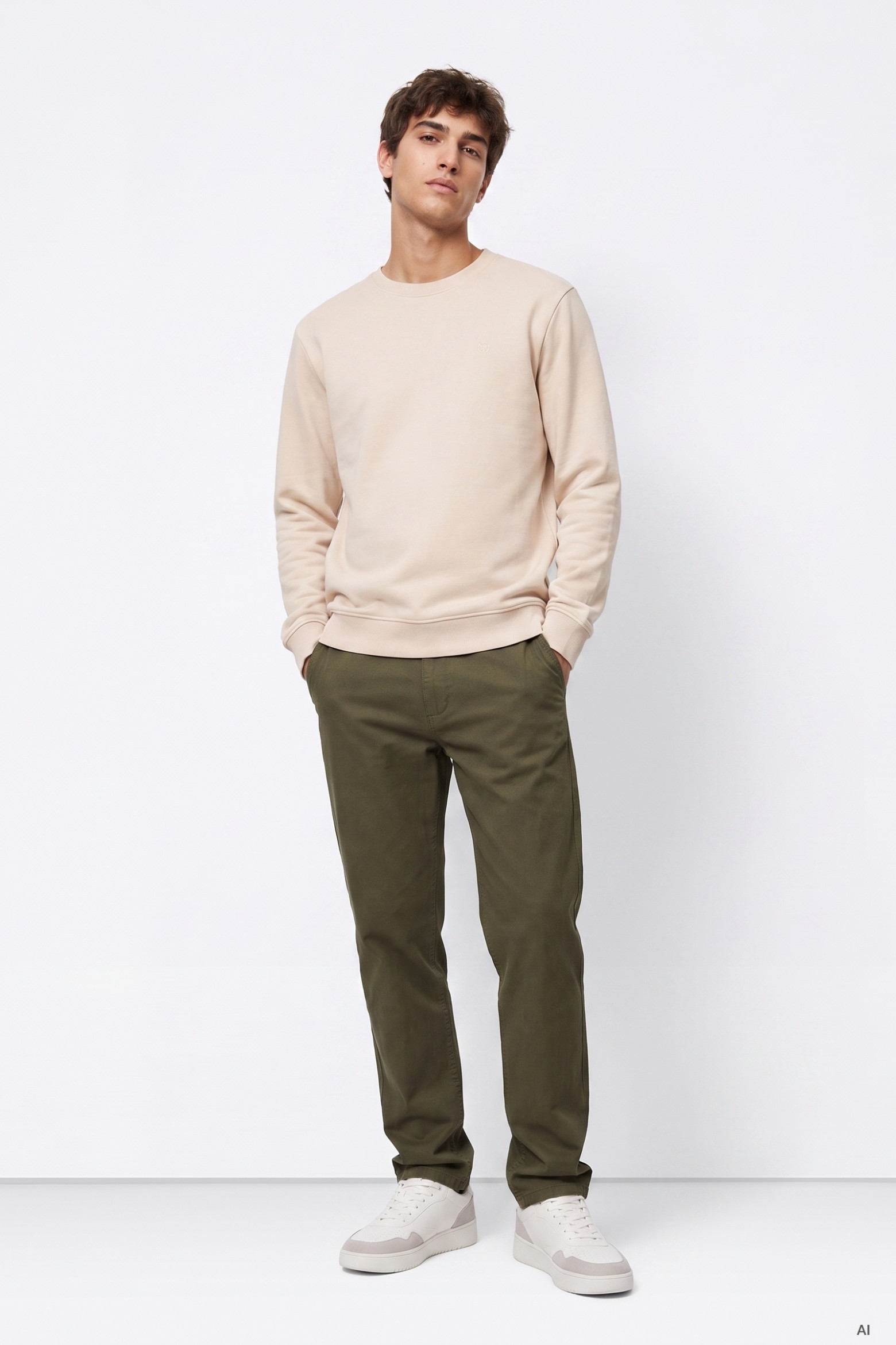 Olive Relaxed-Fit Trousers