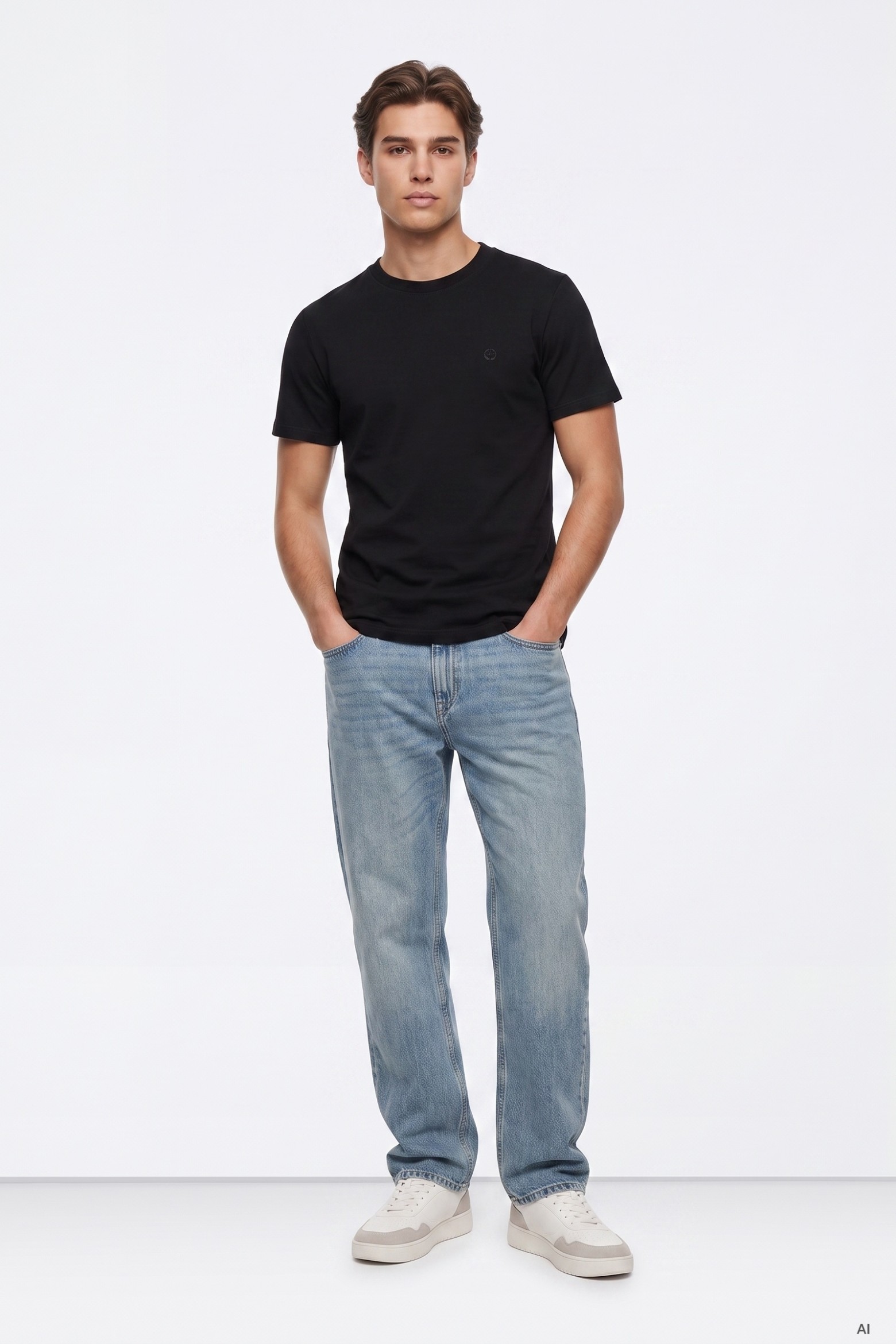 Jeans corte largo azul claro