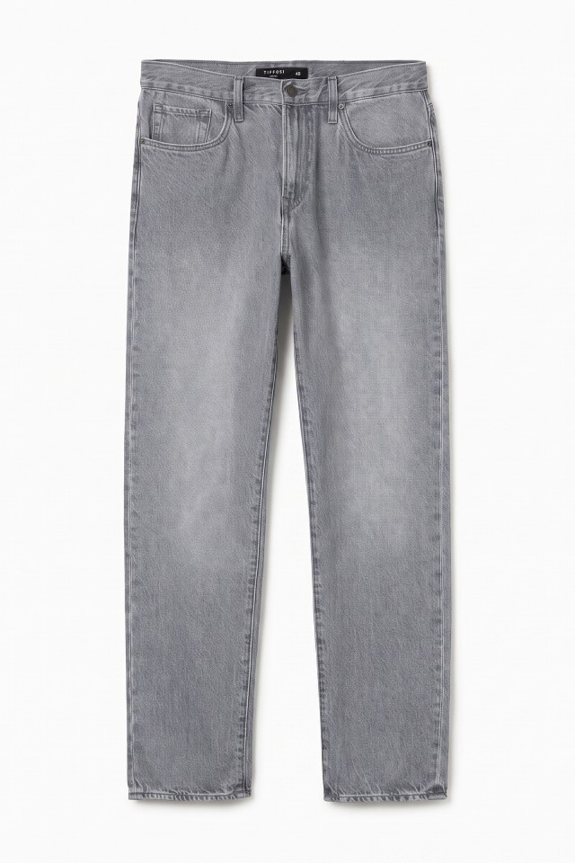Jeans direito em cinzento Jeans direito em cinzento