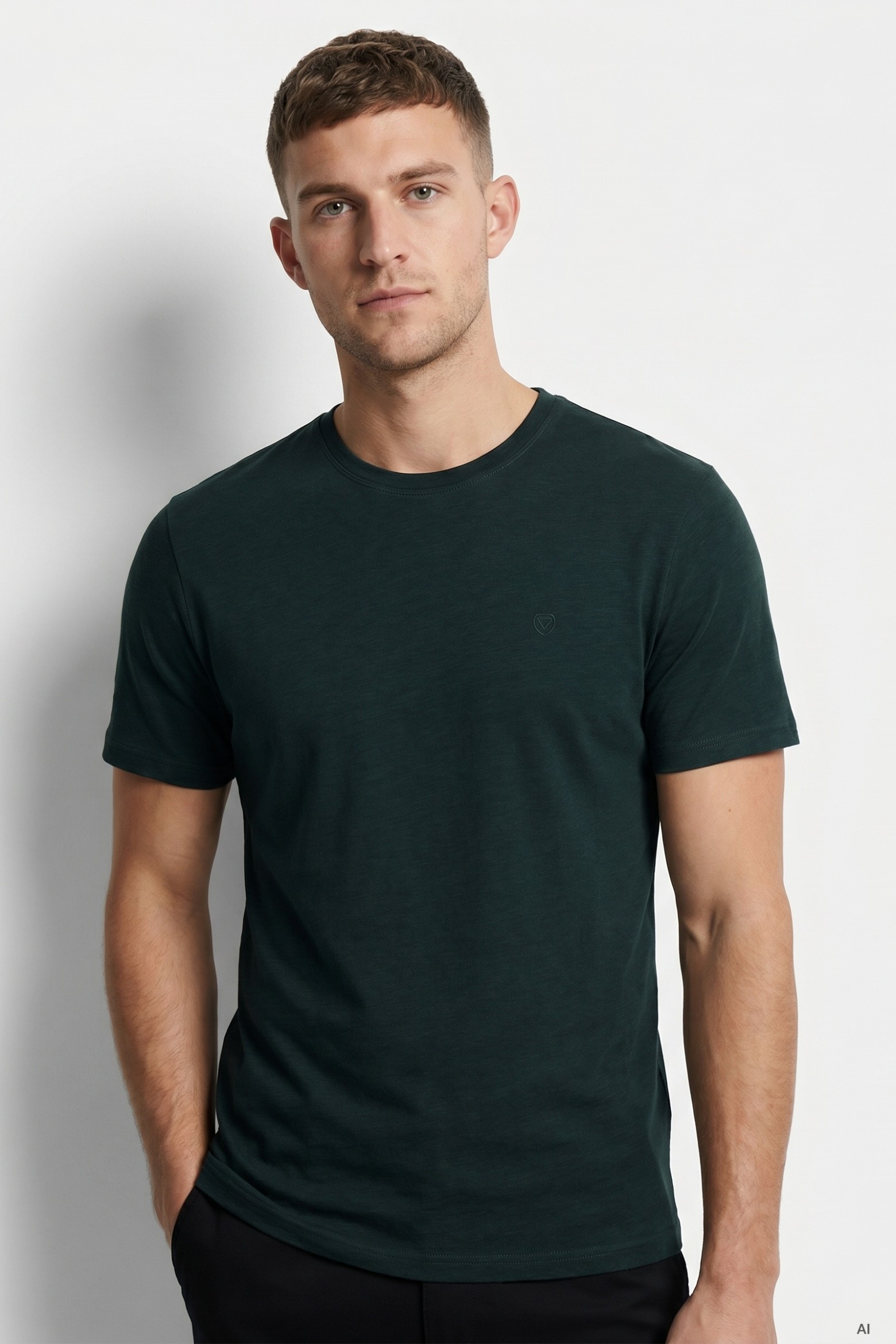 Camiseta verde corte recto