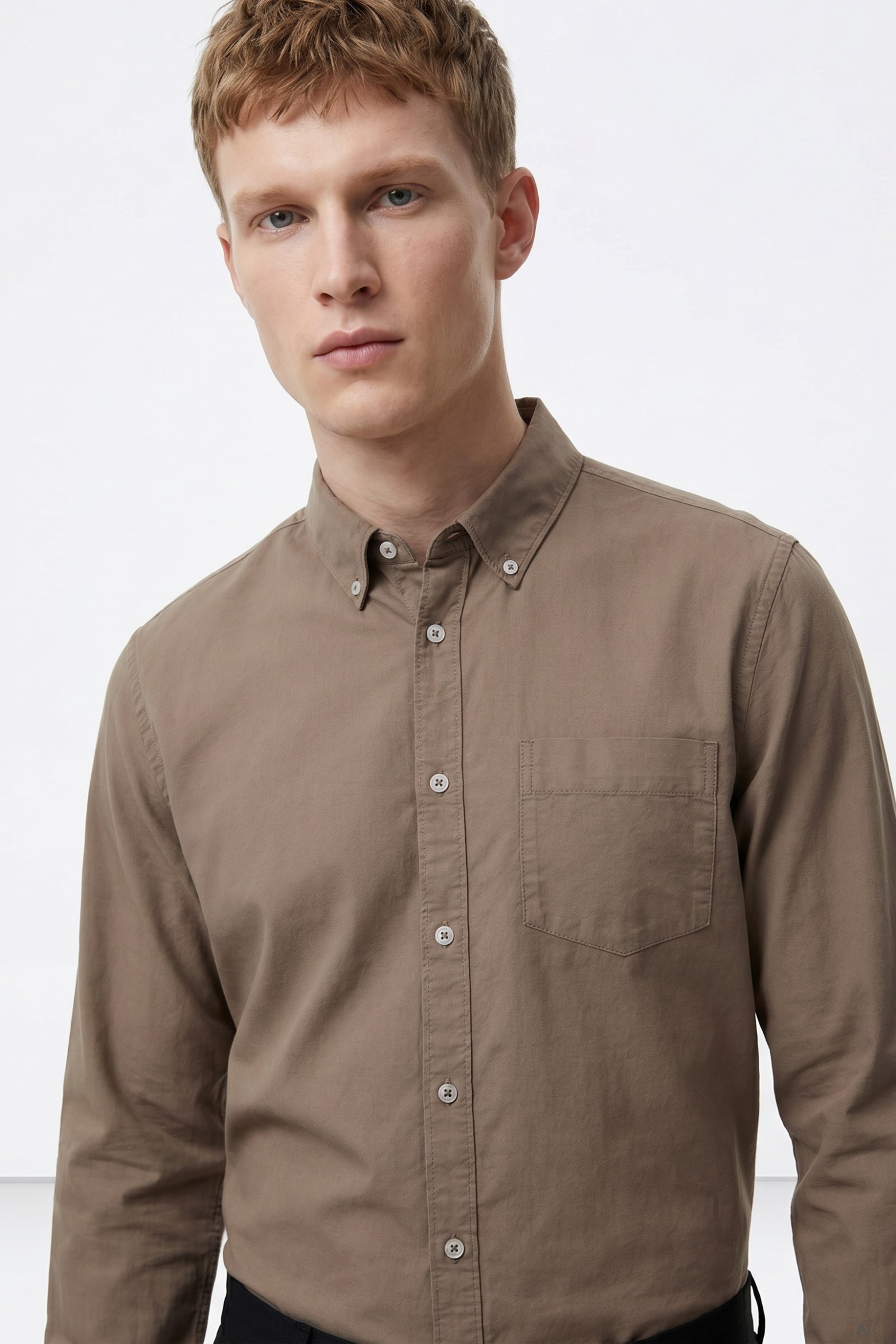Camisa beige manga larga