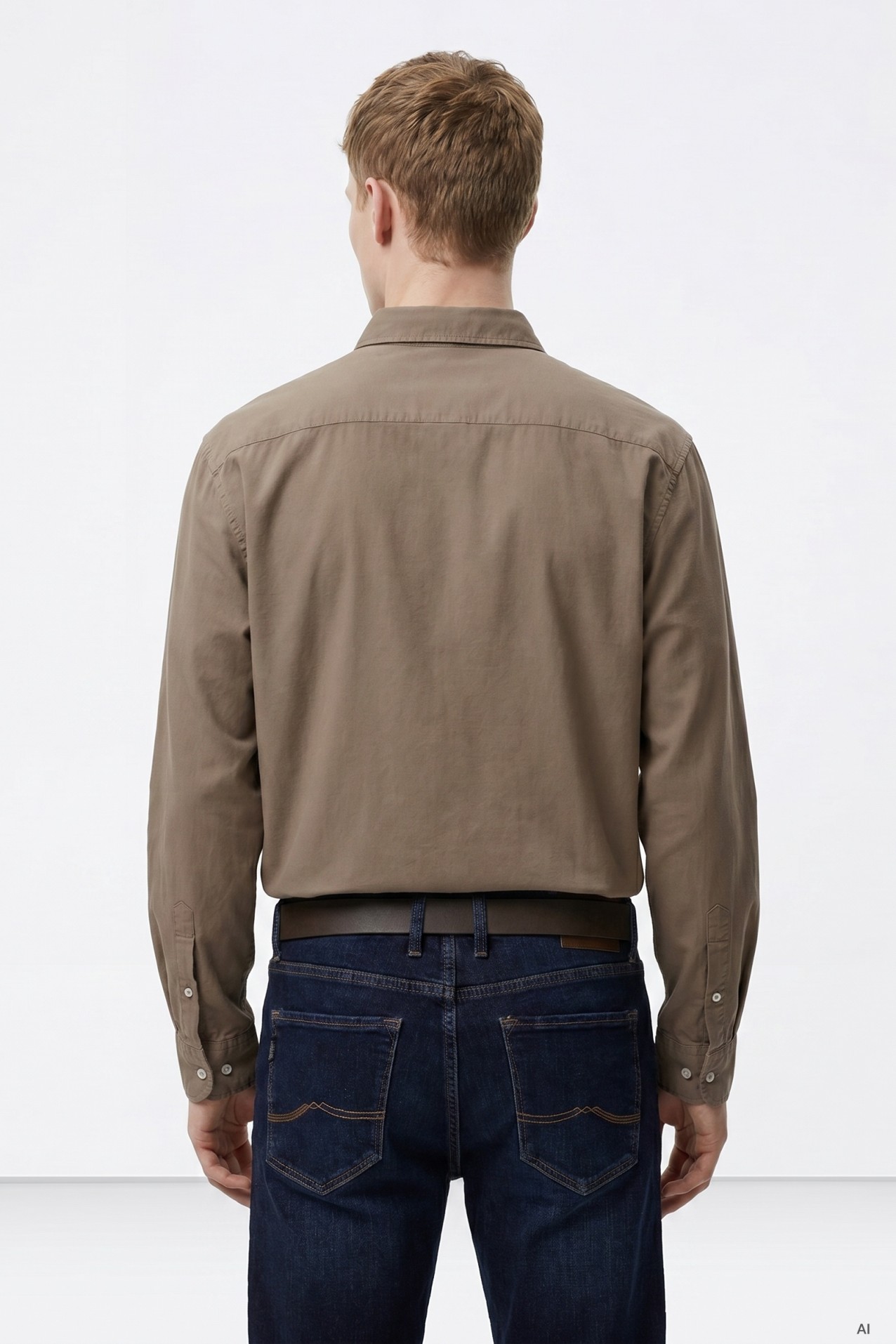 Camisa beige manga larga
