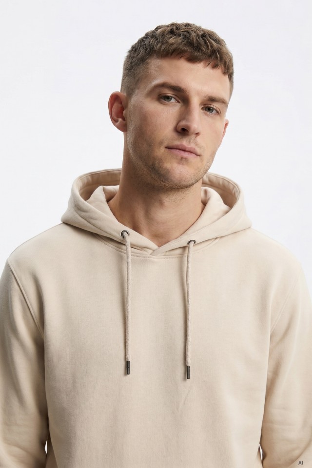 Sudadera beige con capucha