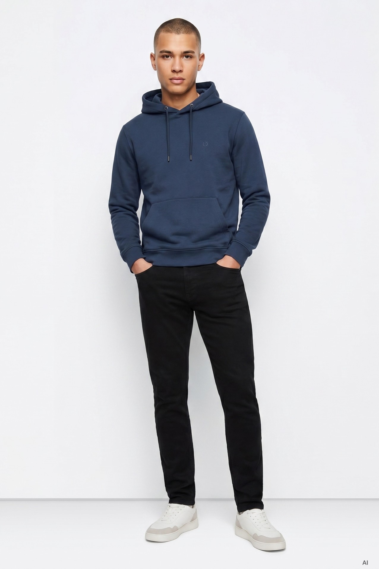 Sudadera azul con capucha