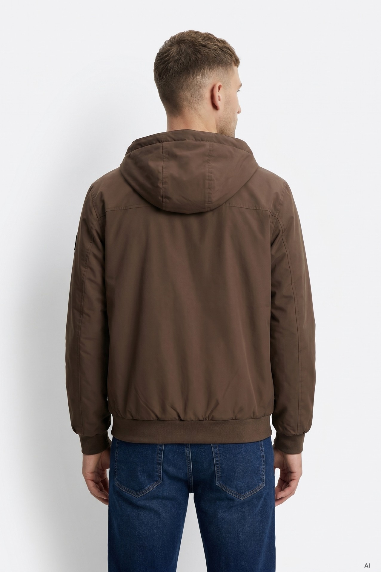 Brown Hooded Casual Jacket