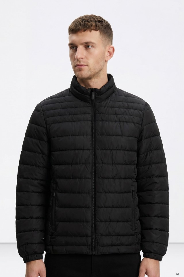 Black casual padded jacket