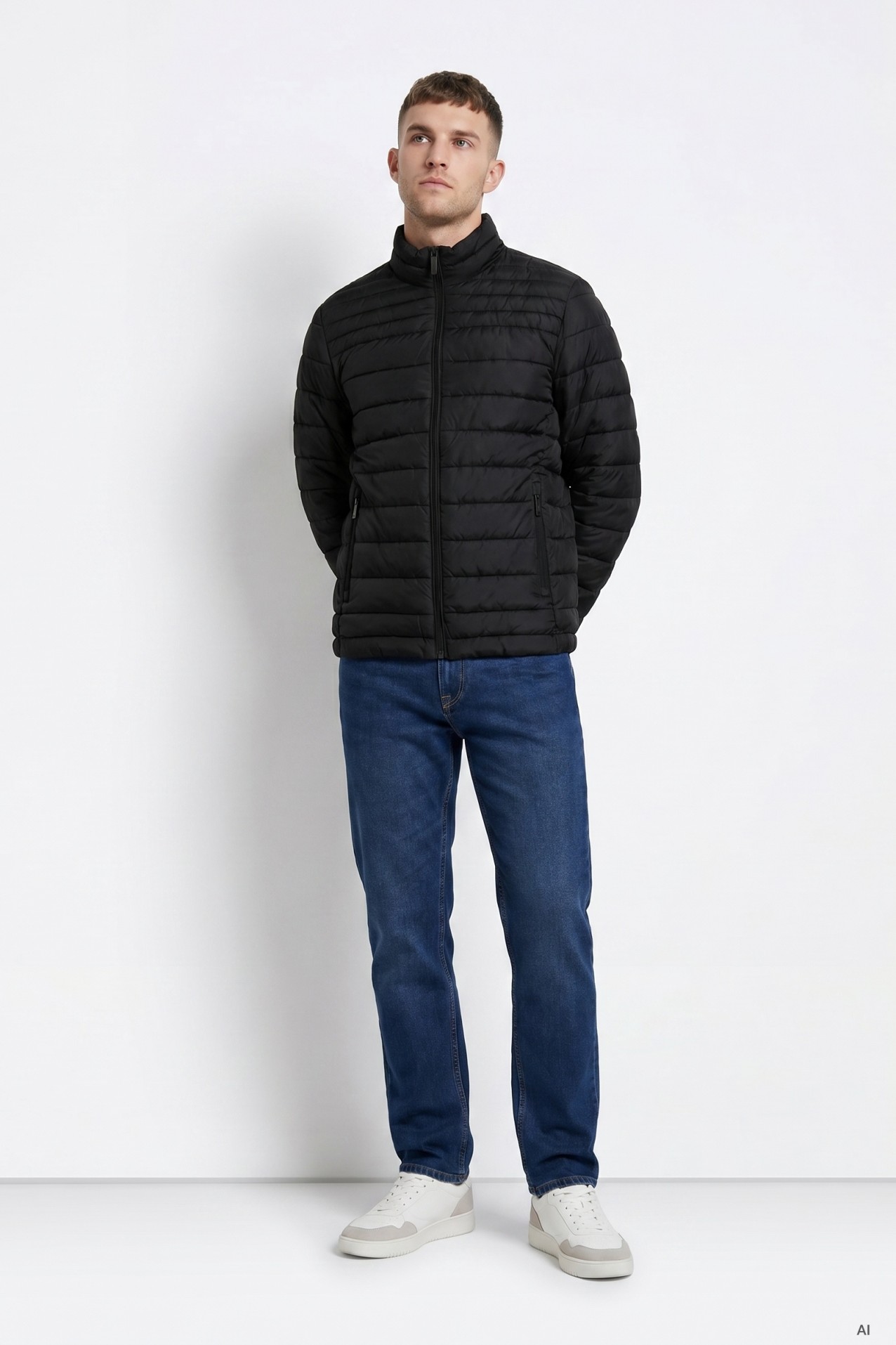 Black casual padded jacket