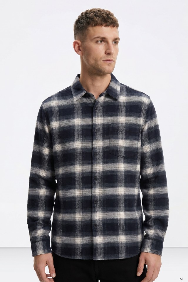 Blue Long Sleeve Check Shirt