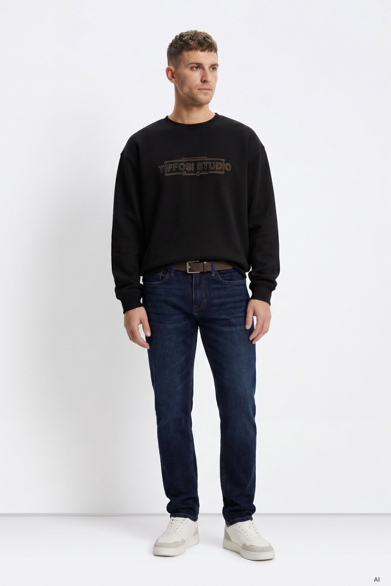Sudadera negra básica estampada