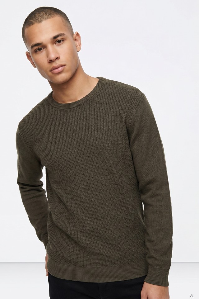 Brown Casual Knit Sweater