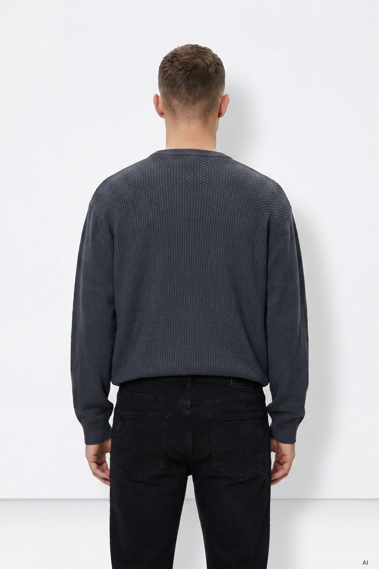 Blue Knit Relaxed Sweater