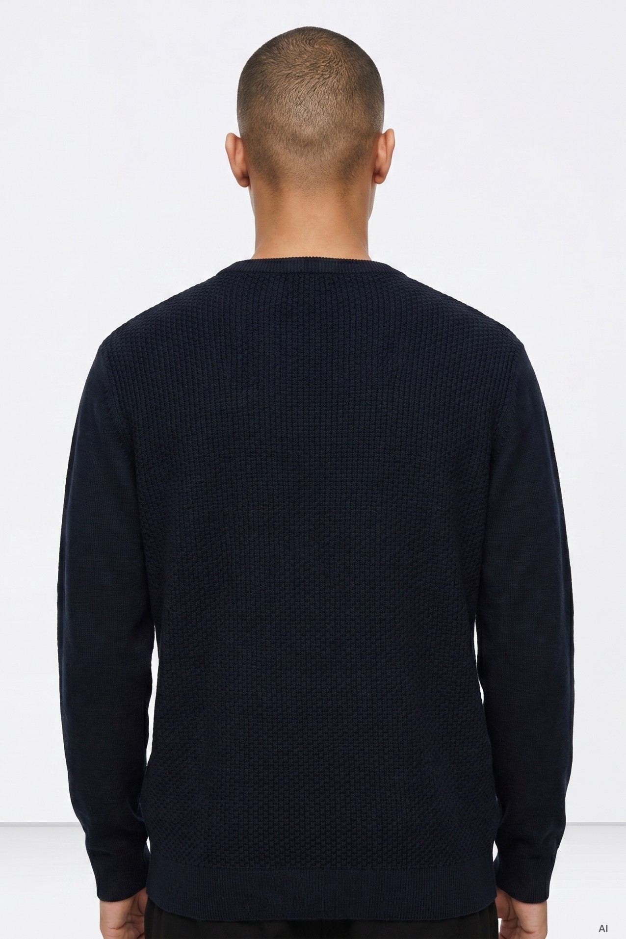 Blue Textured Knit Sweater