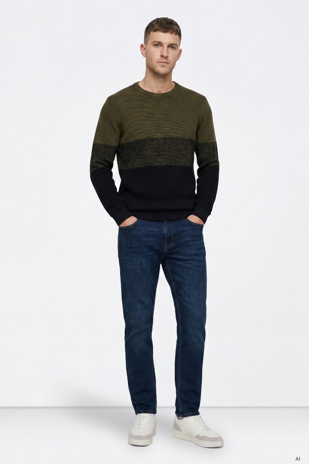 Chunky Green Colourblock Sweater