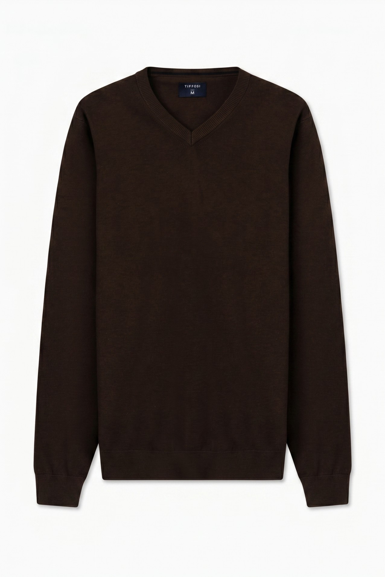 Brown V-neck Slim Sweater