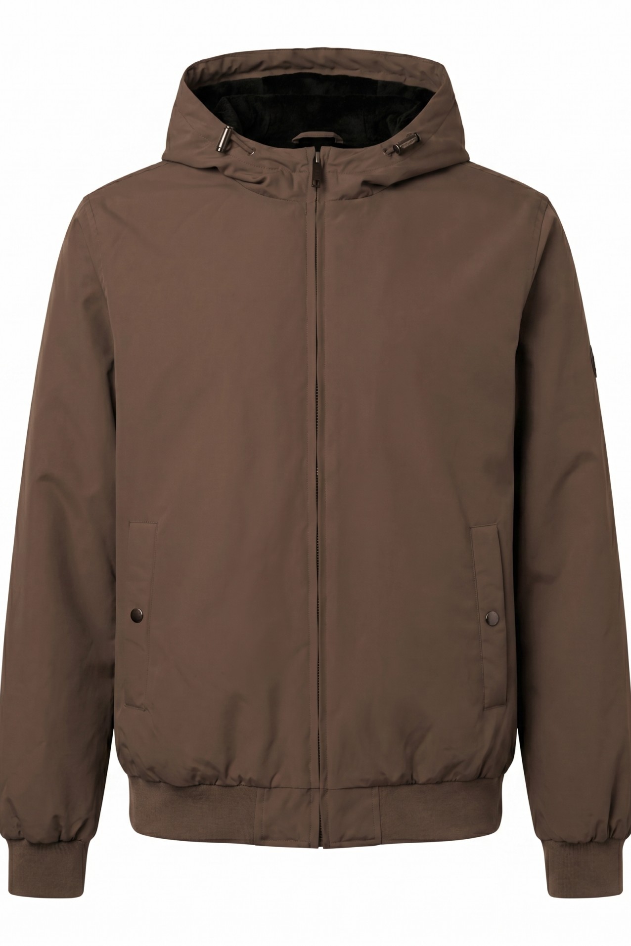 Brown Hooded Casual Jacket