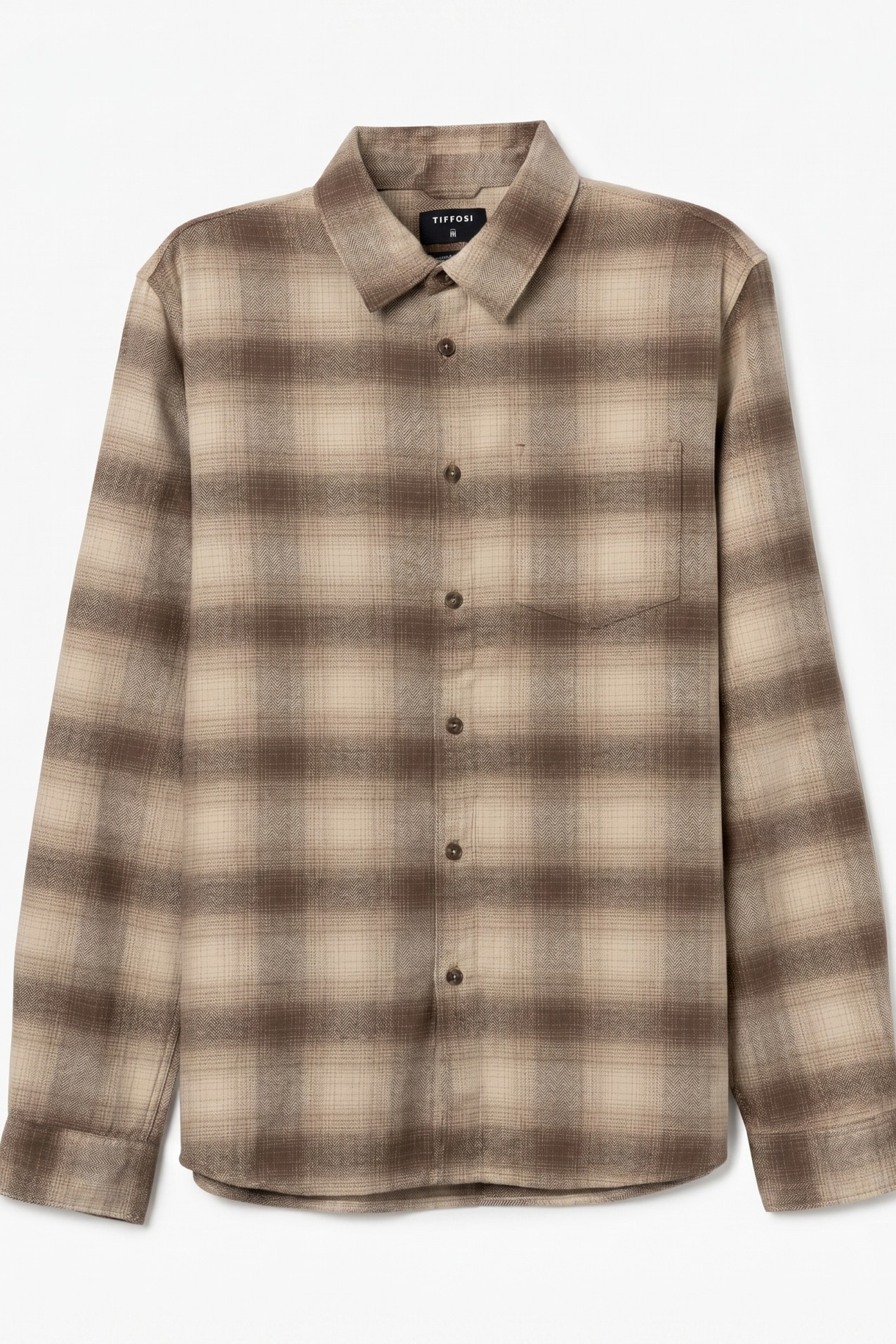 Beige Checked Long Sleeve Shirt