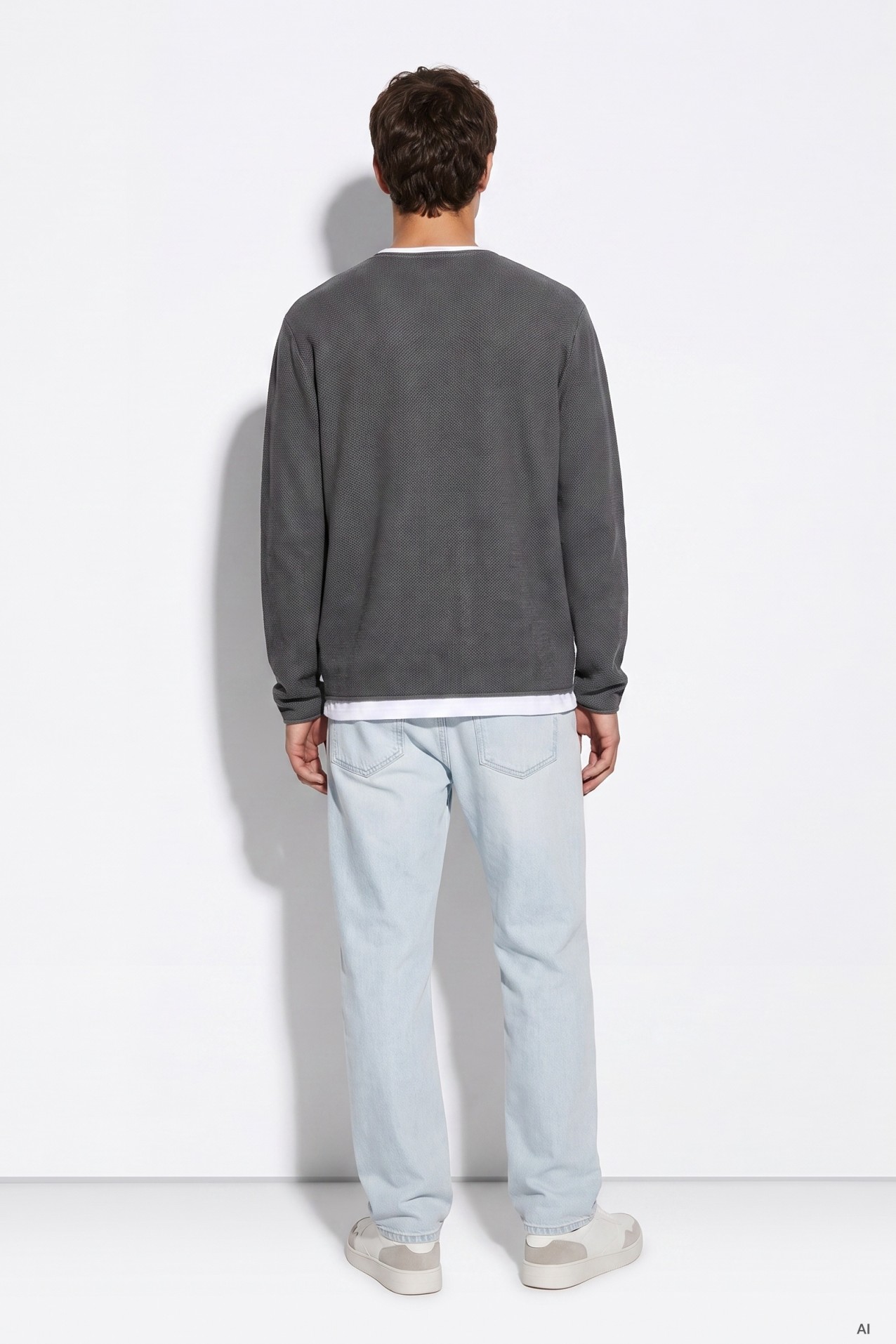 Grey Minimalist Crewneck Sweater
