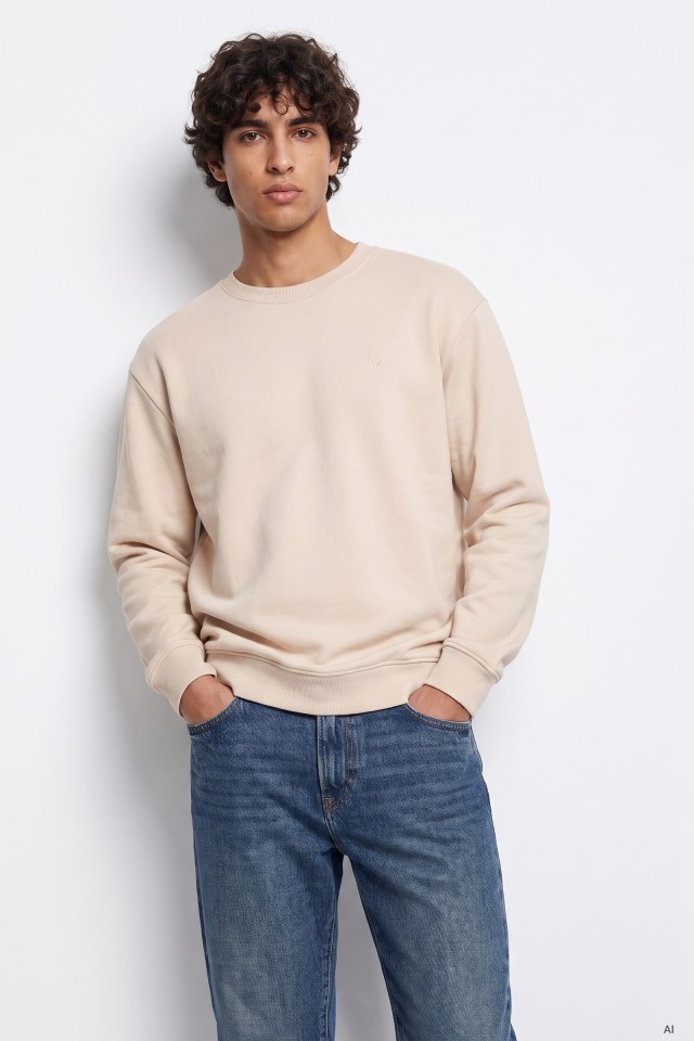 Beige Straight Fit Sweatshirt