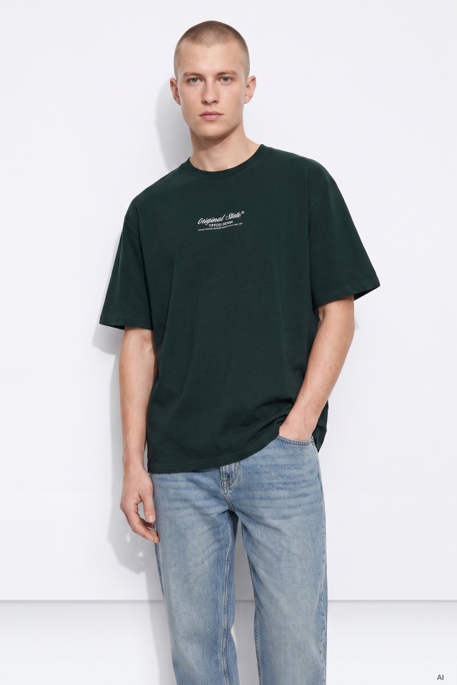 Camiseta oversize verde oscuro