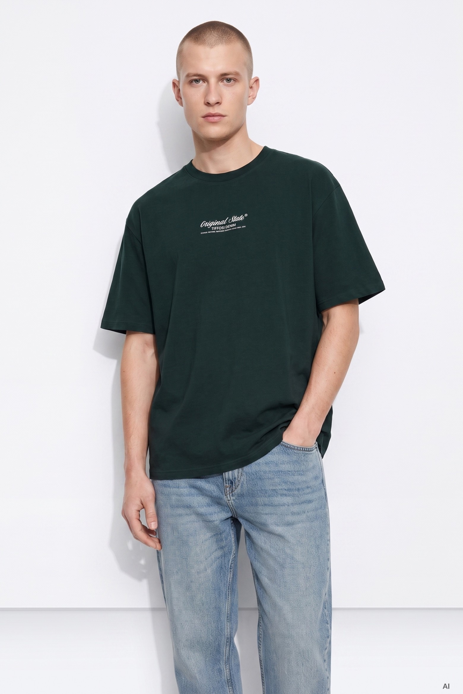 Camiseta oversize verde oscuro