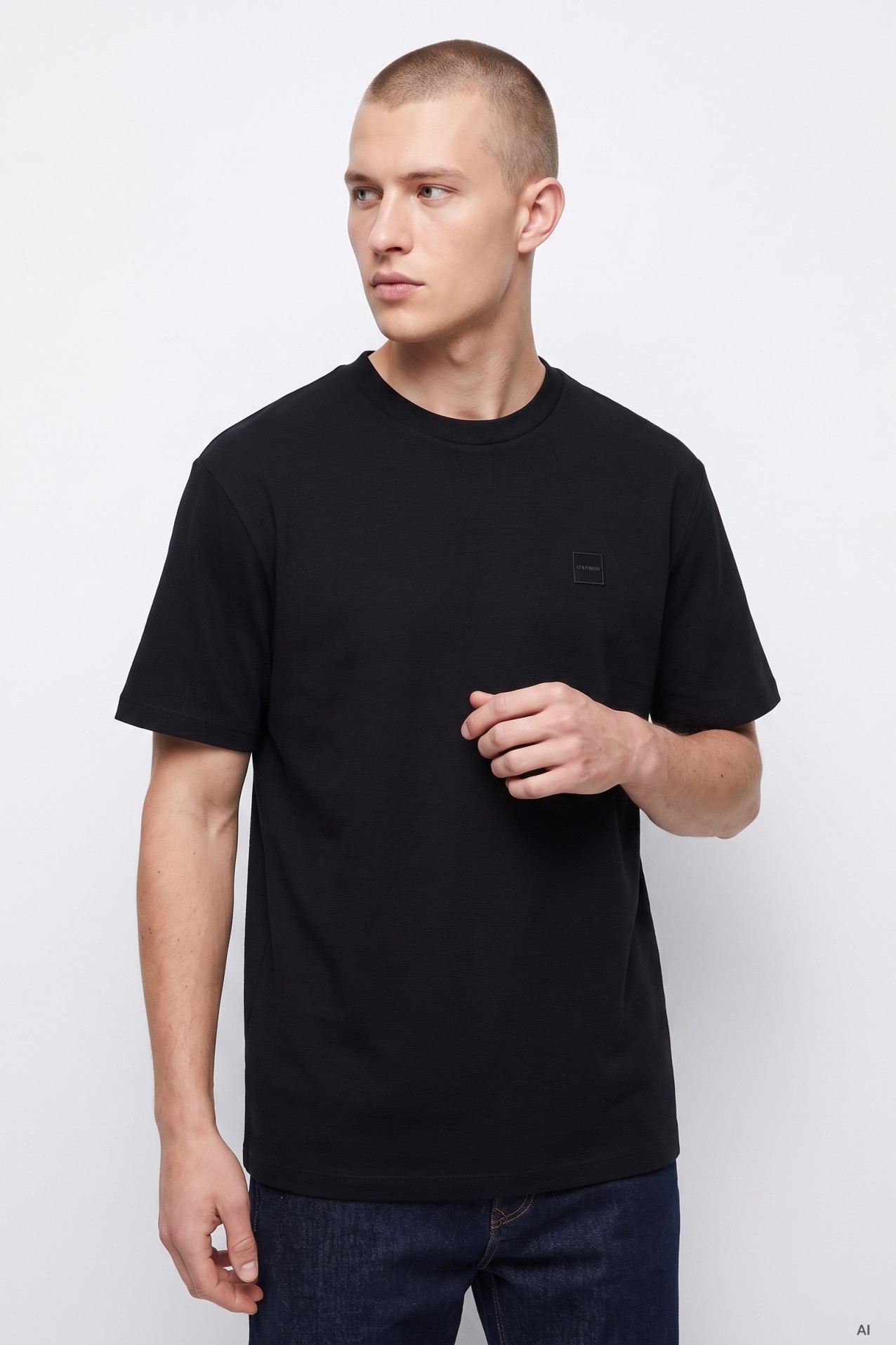 T-shirt straight preta casual