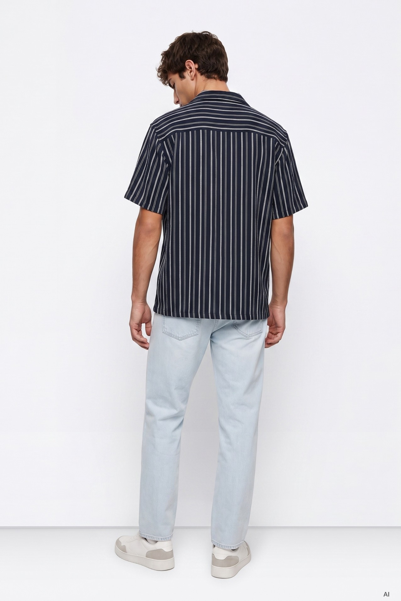 Camisa azul oversize rayas