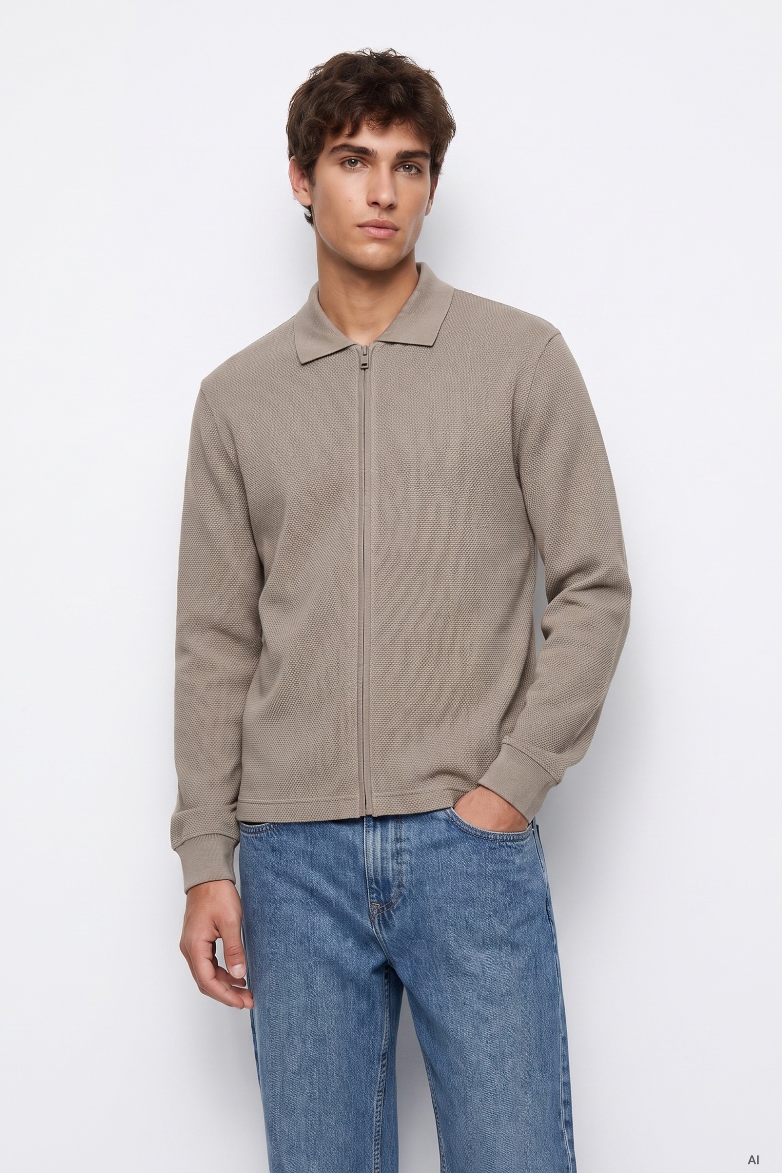 Chaqueta beige corte recto