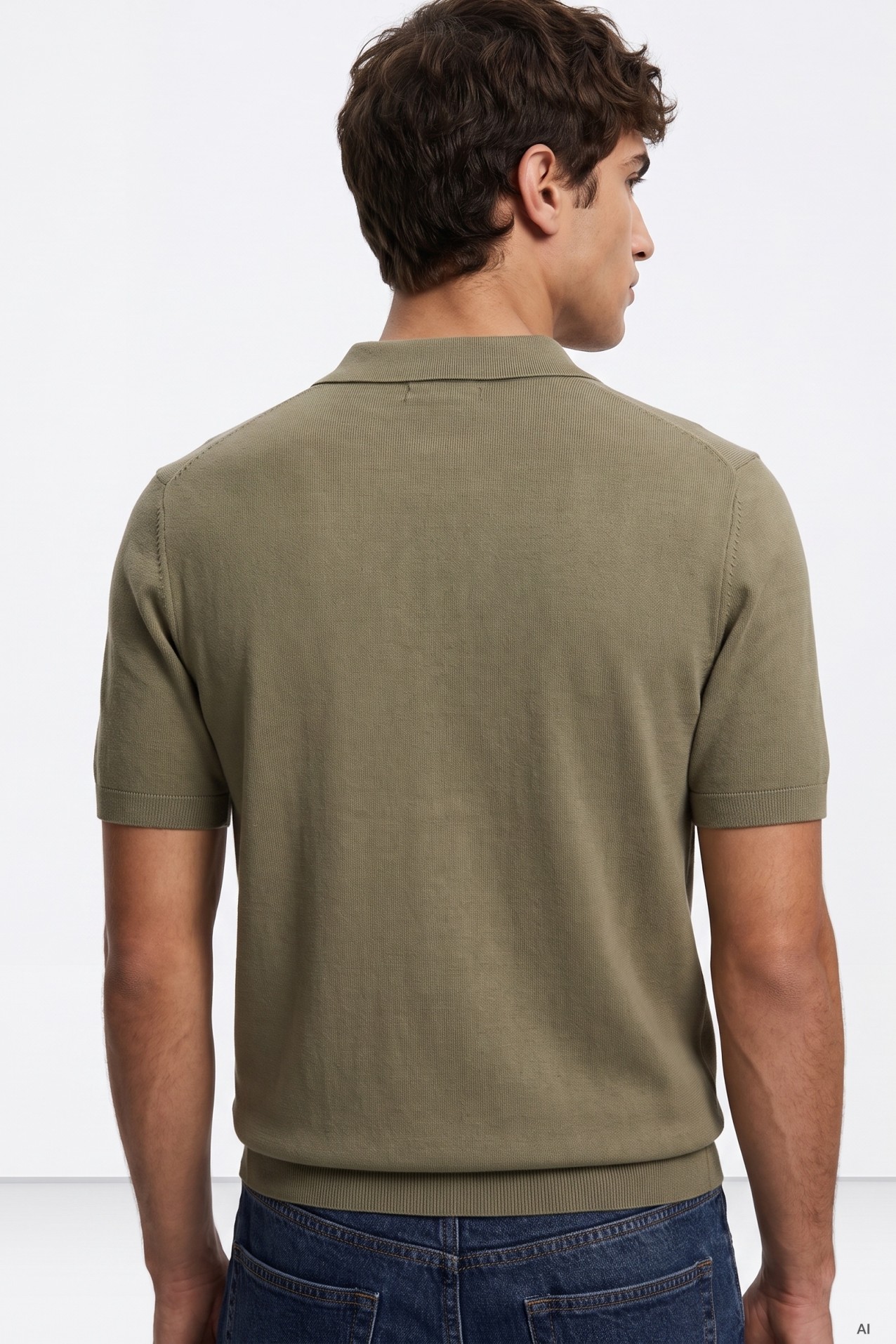 Beige Short Sleeve Knit Polo