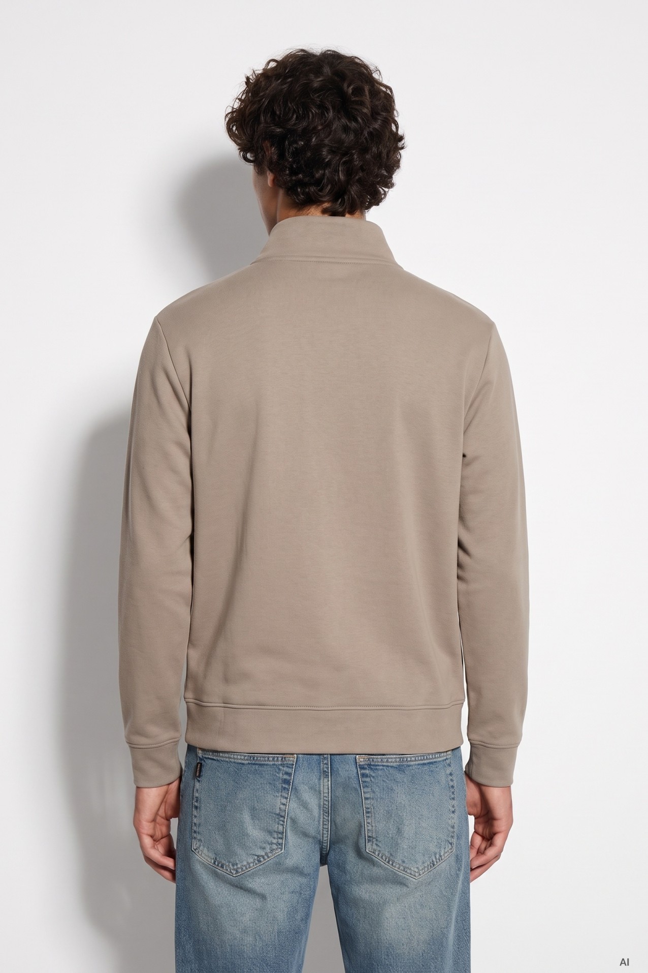 Sweatshirt bege zip casual