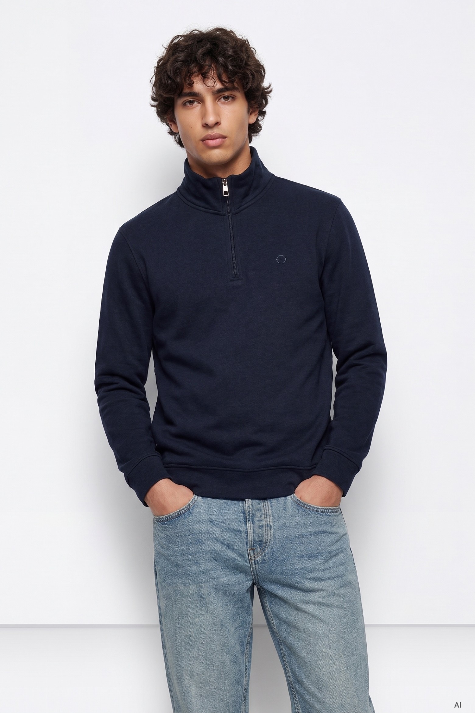Sweatshirt azul meia gola