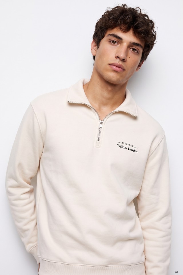 Sweatshirt bege com fecho