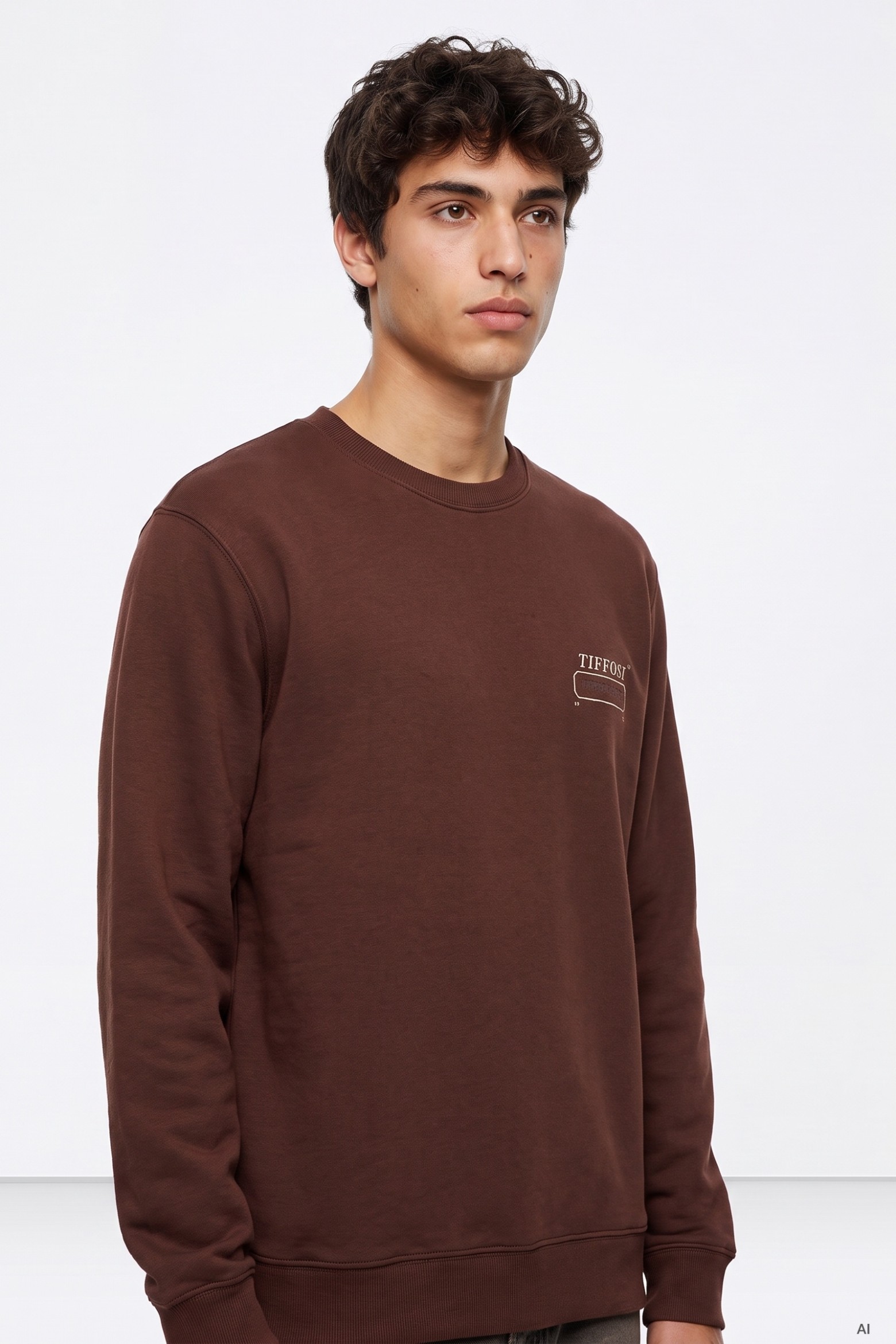 Sweatshirt castanha corte largo