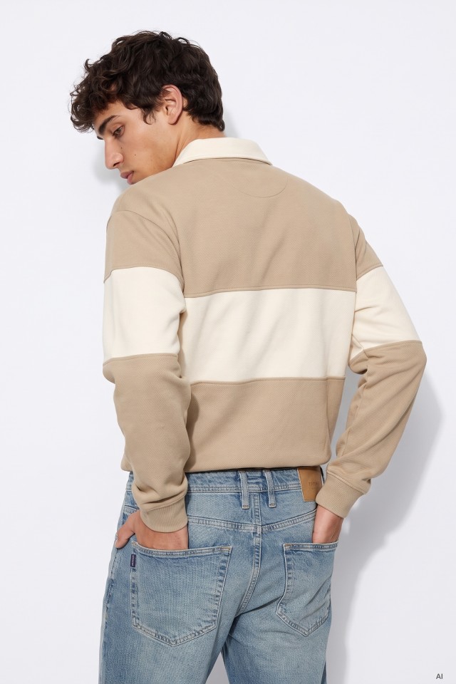 Beige Long-Sleeve Polo Beige Long-Sleeve Polo