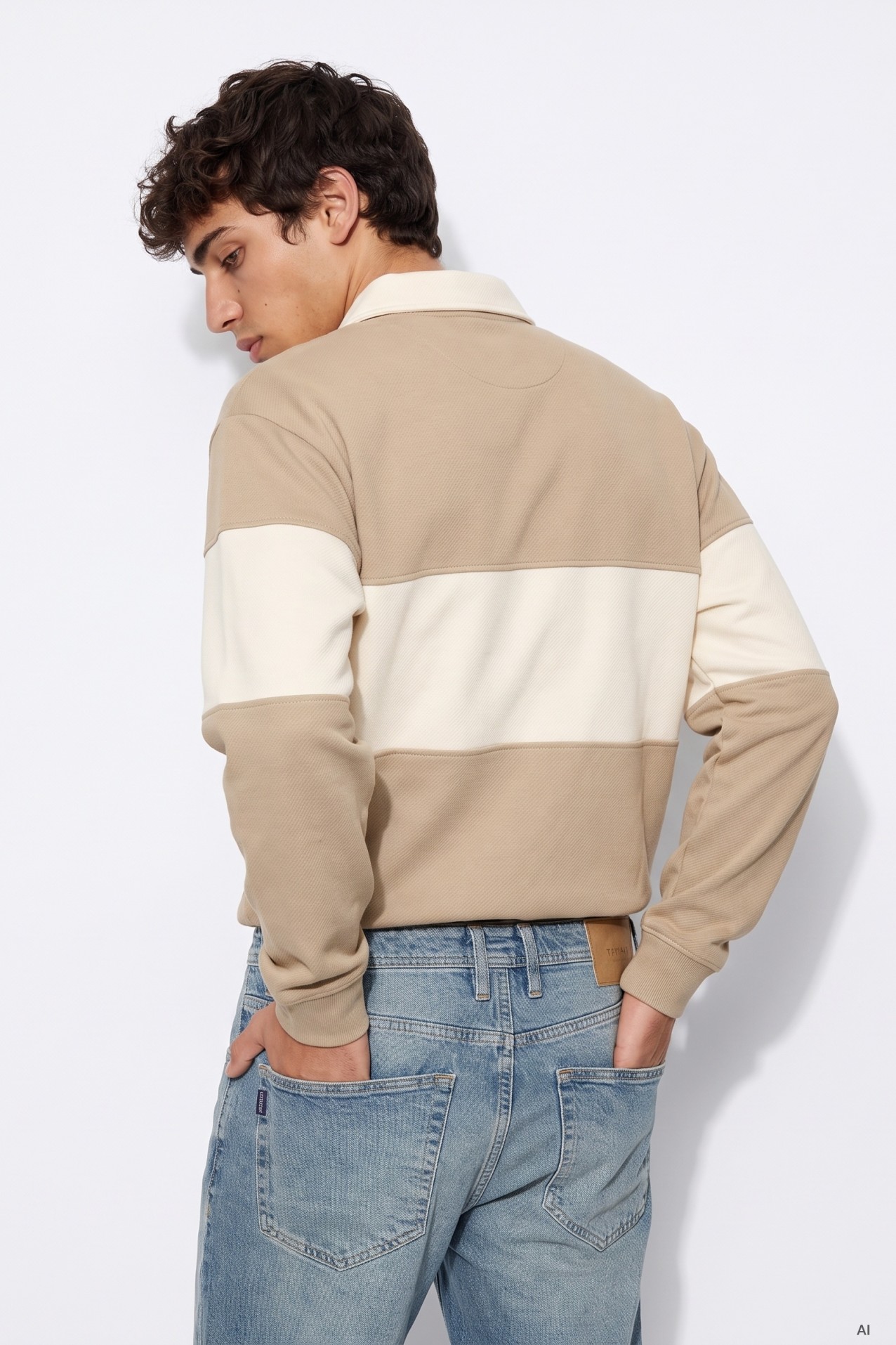 Beige Long-Sleeve Polo