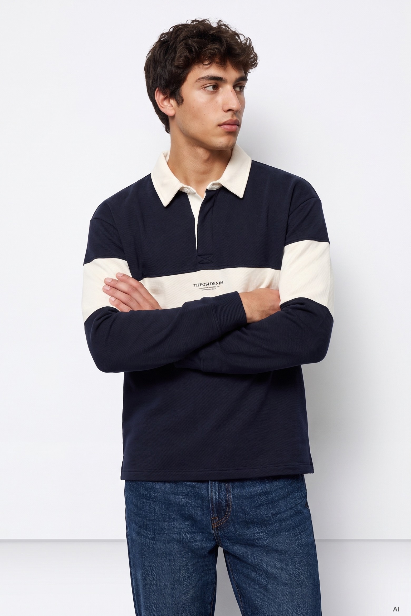 Long Sleeve Blue Polo