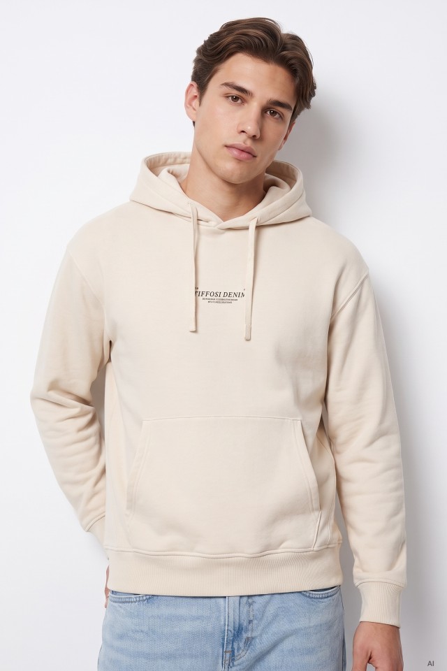Sudadera hoodie beige casual