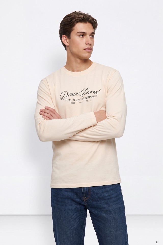 Beige Long Sleeve T-shirt
