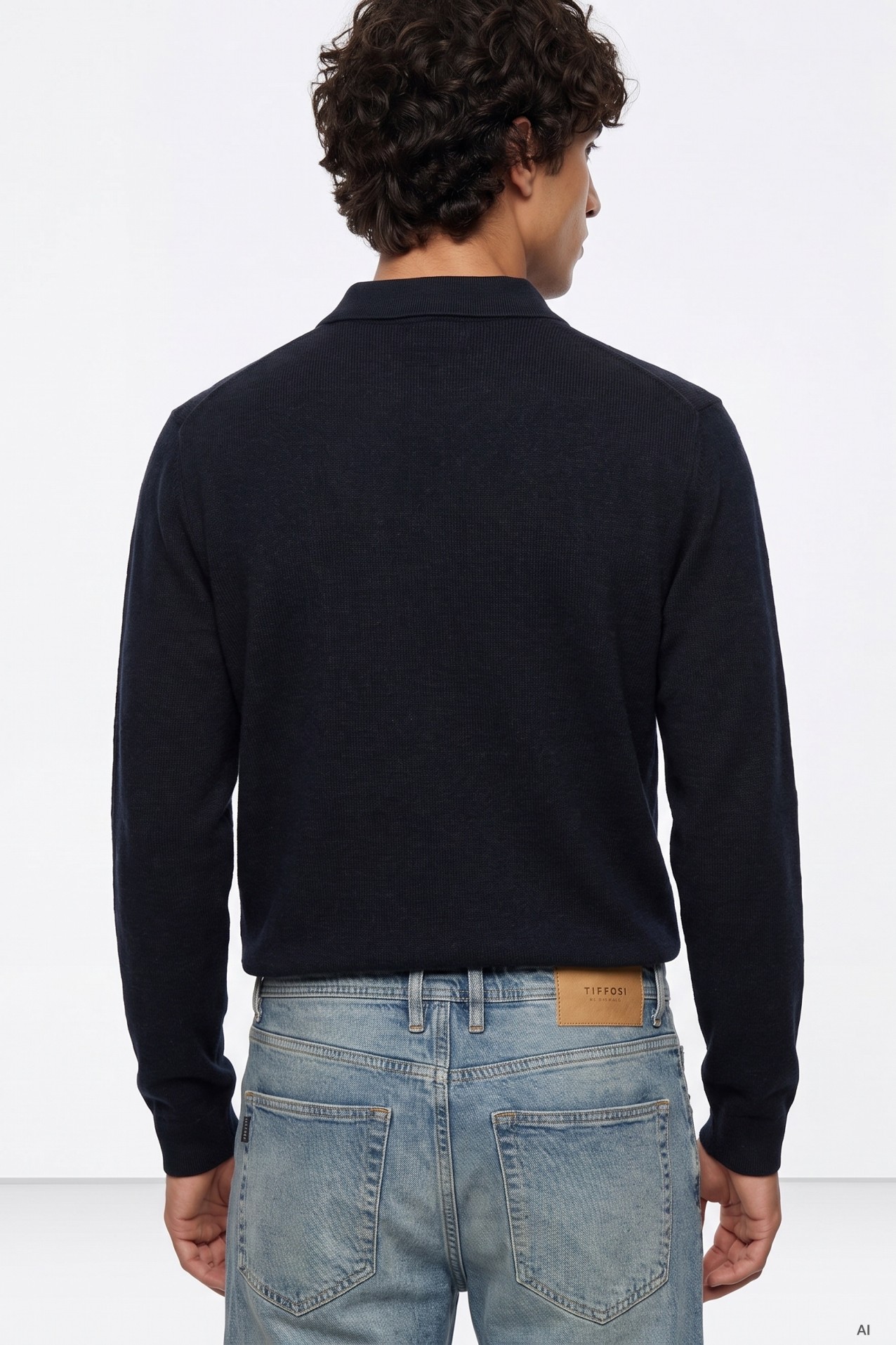 Navy Quarter-Zip Knit Sweater